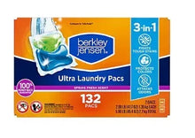 Berkley Jensen Ultra Laundry Pacs detergent box, 132 count, spring fresh scent, 3-in-1