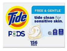 Tide PODS Free & Gentle liquid laundry detergent pacs box, 156 count