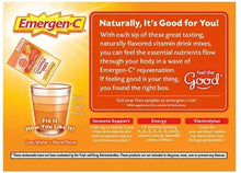 Emergen-C vitamin C drink mix box back panel with directions and ingredients info