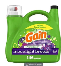 Liquid laundry detergent jug, green, Moonlight Breeze scent, AromaBoost, 146 loads