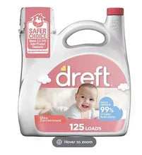 Baby laundry detergent jug, white with pink accents, 125 loads, Ultra Concentrated liquid