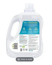 Liquid laundry detergent jug, ECOS back label with directions and ingredients