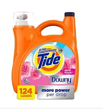 Tide Plus A Touch of Downy Liquid Laundry Detergent, HE Compatible, 124 loads/159 fl. oz. - April Fresh