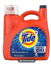 Laundry detergent bottle, red Tide Ultra Oxi liquid detergent jug with handle