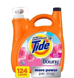 Tide Plus A Touch of Downy Liquid Laundry Detergent, HE Compatible, 124 loads/159 fl. oz. - April Fresh