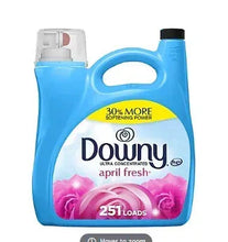 Downy fabric conditioner bottle, blue with pink floral label and 251 loads