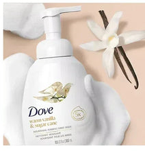Dove foaming hand soap bottle, warm vanilla & sugar cane scent, pump dispenser