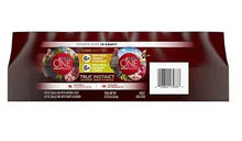 Purina ONE True Instinct dog food variety pack side view with barcode, 12 ct.