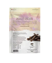 Caledon Farms chewy lamb sticks dog treats pouch back with ingredients and stick snacks