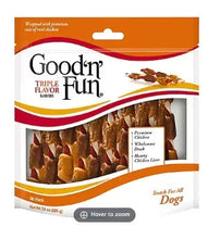 Good 'n' Fun rawhide dog treat package, front view, 36 pack