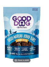 Good Dog Wellness jerky bars bag, chicken recipe, blue with purple logo