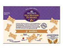 Natural dog treat package showing ingredients: peanut butter, apples, oats, carrots