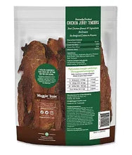 Dog jerky tenders bag back view with ingredient and nutrition text on green panel