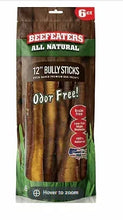 Beefeaters bully sticks 12 in, 6-count natural odor-free dog treats package