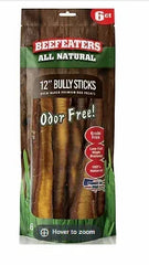 Beefeaters No Odor Natural Bully Sticks, 6 ct.