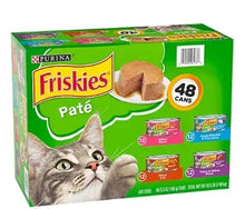 Purina Friskies Pate cat food variety pack box, 48 cans