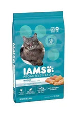 IAMS ProActive Health indoor dry cat food bag, teal with gray cat face