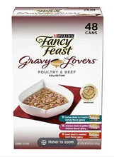 Wet cat food variety pack box, 48 cans, poultry and beef gravy flavors