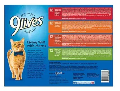 9 Lives Gravy Classics Wet Cat Food Variety Pack, 48 pk.