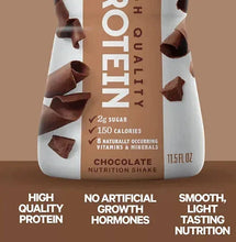 fairlife nutrition plan chocolate protein shake bottle, 30g protein label close-up