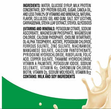 Nutritional drink carton back panel with ingredient list and serving info