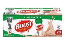 High-protein drink carton, BOOST Balanced Nutrition, creamy strawberry flavor, 28 ct.