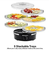 Elite Gourmet 5-tier digital dehydrator with 5 stacked trays for drying foods