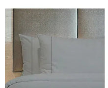 King-size harbor mist sheet set, corner seam and pillowcase detail