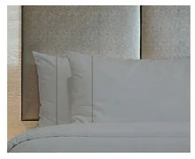 Full-size sheet set in harbor mist blue-gray with pillowcases and flat sheet