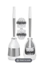 Toilet brush set, 2-pack: white holders with chrome shafts and bristle heads