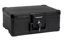 Fireproof waterproof chest safe, Honeywell front lock and keys, side view