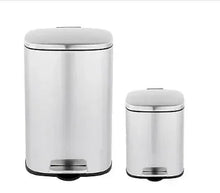 Stainless steel step-on trash can set of 2 with round lids and foot pedals
