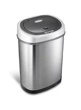 Stainless steel motion sensor trash can with rounded lid and control panel