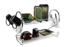 2-shelf dish rack with chrome wire frame and utensil holder for countertop