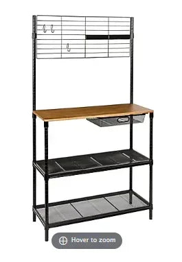 Honey-Can-Do 65" Bakers Rack with Cutting Board and Hanging Storage - Black