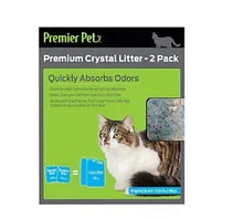 Crystal cat litter 2-pack in Premier Pet premium box, green and blue package