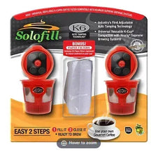 Refillable brewing pod starter kit with red pod and reusable filter holder