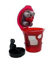 Red refillable brewing pod with removable base and gray seal pieces