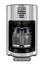 Stainless steel 12-cup programmable coffee maker with digital display and brew buttons