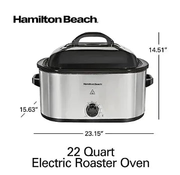 Hamilton Beach Stainless Steel Electric Roaster Oven, 22 Quarts