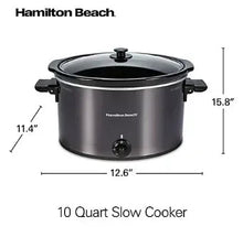 Hamilton Beach 10-quart slow cooker with domed lid, side handles, and black knob