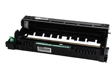 Black drum unit cartridge with barcode label and ridged roller surface