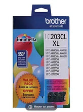 Ink cartridge 3-pack with Brother LC203CL XL labels, in retail package