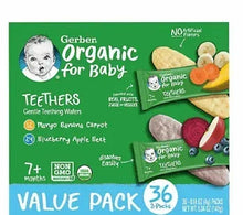 Gerber Organic teething wafers variety pack in a value box, 36 count