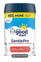 Infant formula canister, Gerber good start GentlePro Stage 1, 38 oz, blue label