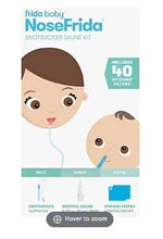 NoseFrida saline kit box with child illustration and 40 hygiene filters