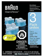 Braun Clean & Renew 3-pack cartridge refills, blue blocks with lemon fresh scent