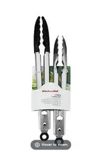 KitchenAid 2-piece tongs, stainless handles with black silicone ends in box