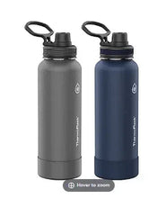2-pack 40 oz spout bottles in dark gray and midnight blue with carry loop