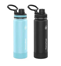 Two 24 oz spout bottles, sky-blue and black, with carry handle